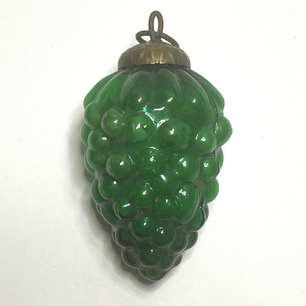 Vintage Kugal Mercury Glass Grape Cluster Pinecone Green Christmas Ornament